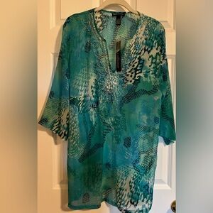 NWT Club z collection semi sheer swimsuit coverup. Size: L